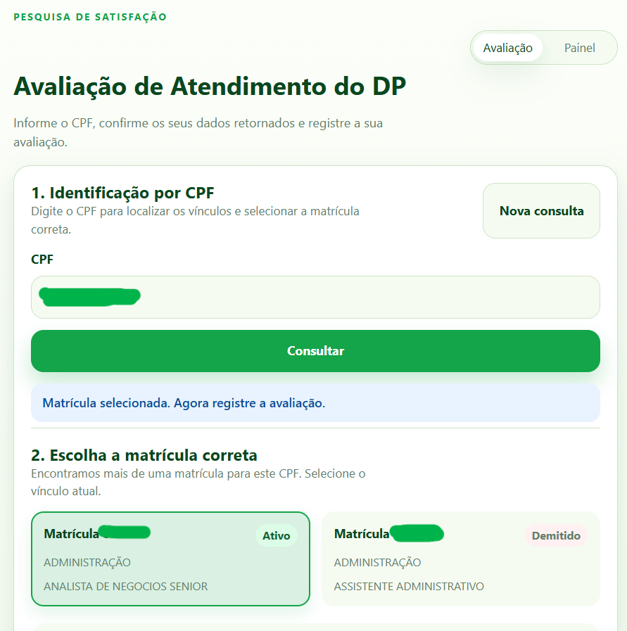 Avaliador de Atendimento DP